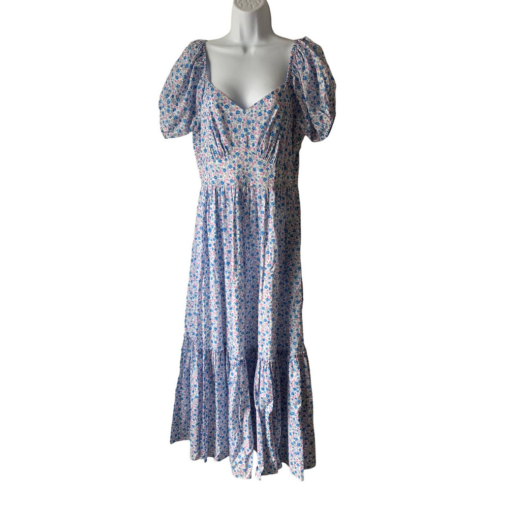 LoveShackFancy Angie Dress Midi Floral Crushed Blueberries, size 6, NWT - Picture 3 of 12